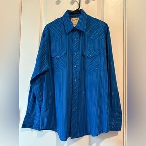Wrangler Royal Blue Pinstripe Button Down Shirt